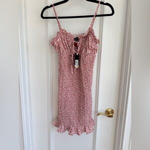 NWT Revamped Ruched Pink Floral Dress - S